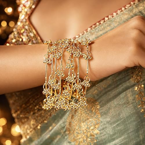 kashmiri bangal 8 Pcs Traditional Stylish Ghungroo Kashmiri Bangles Set for Women & Girls - Image 4