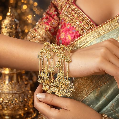 kashmiri bangal 8 Pcs Traditional Stylish Ghungroo Kashmiri Bangles Set for Women & Girls - Image 2